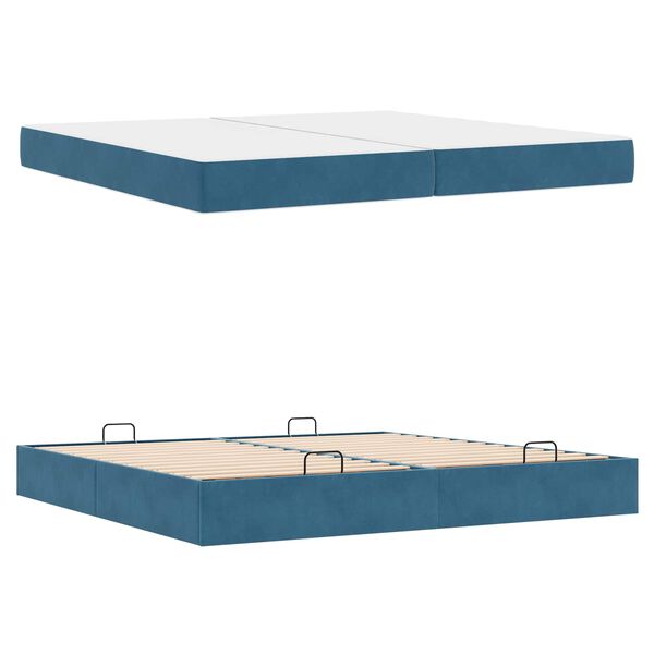 vidaXL Cadre de lit avec matelas avec matelas 2 pcs Bleu Velours