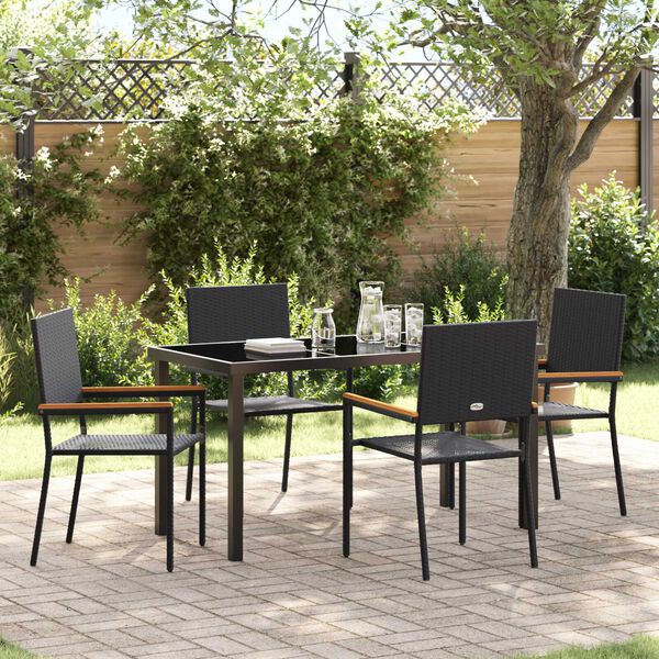 vidaXL Ensemble de salle &agrave; manger pour jardin 5 pcs Noir polyrotin