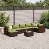 vidaXL Salon de jardin avec coussins 8 pcs marron résine tressée