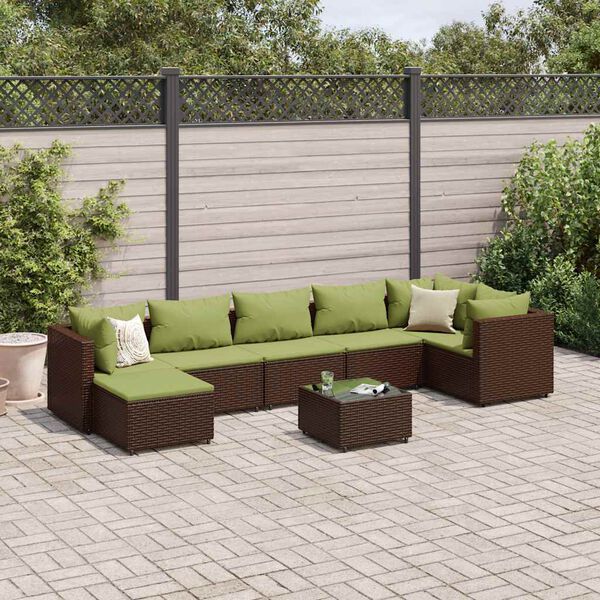 vidaXL Salon de jardin avec coussins 8 pcs marron résine tressée