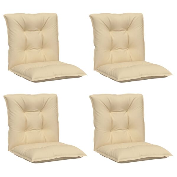 vidaXL Coussins de chaise de jardin &agrave; dossier bas lot de 4 beige