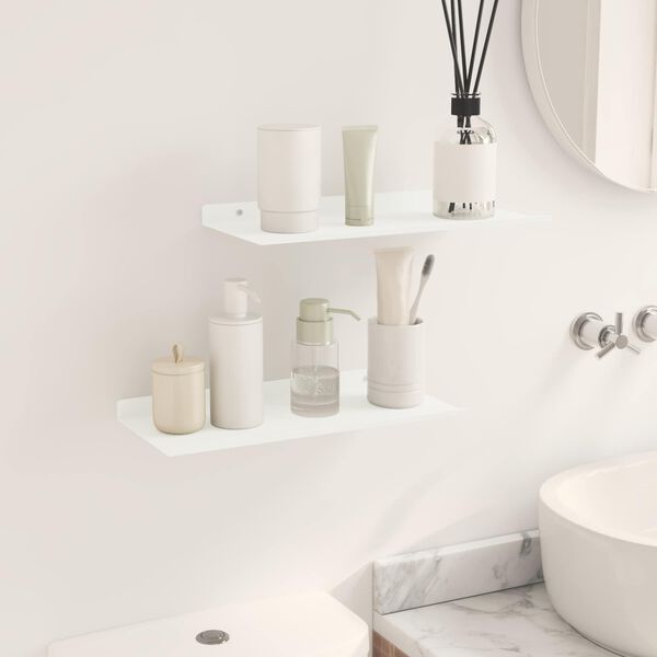 vidaXL &Eacute;tag&egrave;re flottante 2 pcs Blanc 40 x 18 x 2,5 cm Acier