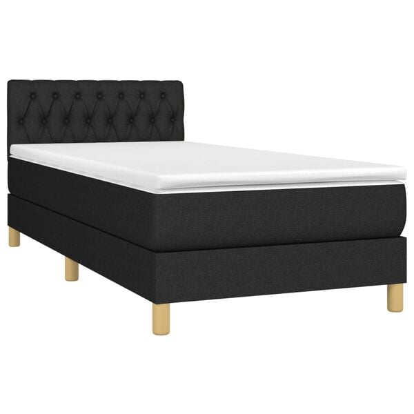 vidaXL Sommier &agrave; lattes de lit avec matelas Noir 90x200 cm Tissu