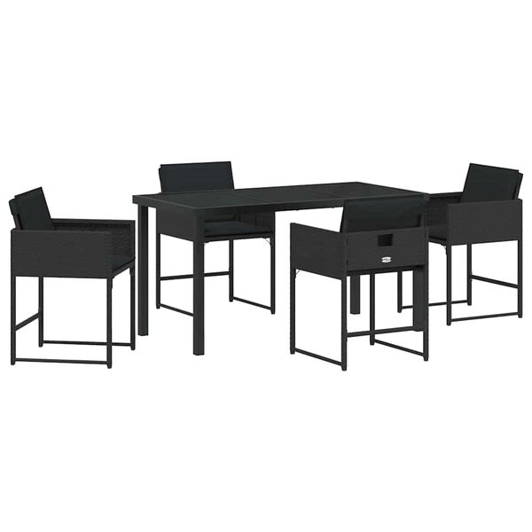vidaXL Ensemble de salle &agrave; manger pour jardin 5 pcs Noir polyrotin