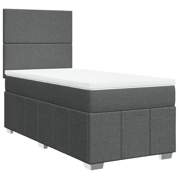 vidaXL Sommier &agrave; lattes de lit avec matelas Gris fonc&eacute; 100x200cm Tissu