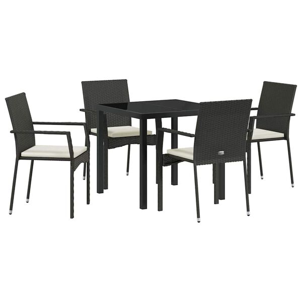 vidaXL Ensemble de salle &agrave; manger pour jardin 5 pcs Noir polyrotin