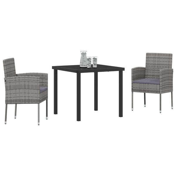 vidaXL Ensemble de salle &agrave; manger pour jardin 3 pcs Gris polyrotin