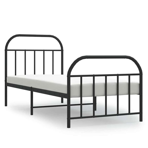vidaXL Cadre de lit m&eacute;tal sans matelas avec pied de lit noir 90x200 cm