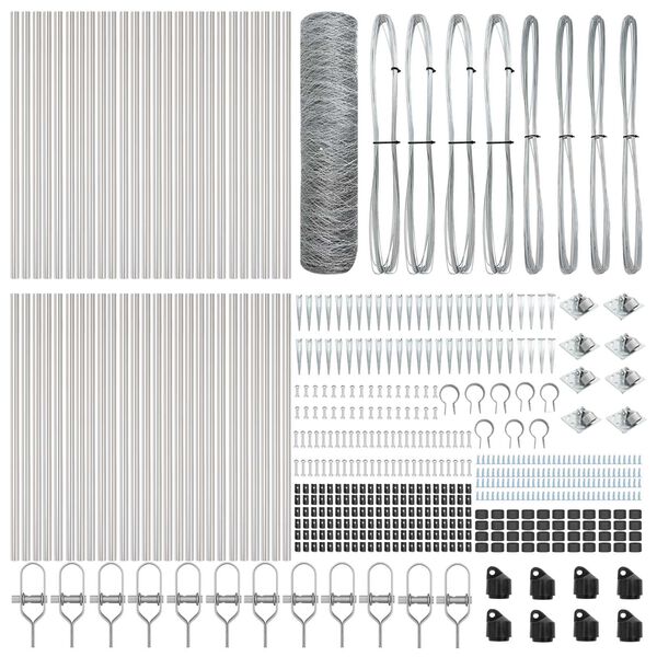 vidaXL Poteau de cl&ocirc;ture. Argent&eacute; 100 x 1 m (50 mm de maillage) Acier