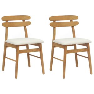 vidaXL Chaise de salle &agrave; manger 2 pc Bois de Caoutchouc Massif