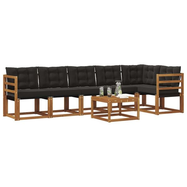 vidaXL Ensemble de canap&eacute;s d'ext&eacute;rieur 7 pcs Naturel et Noir