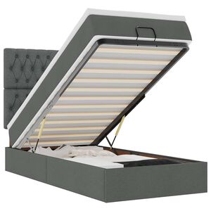 vidaXL Lit ottoman avec matelas et LED Gris fonc&eacute; 80x200cm tissu