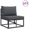 vidaXL Ensemble de canap&eacute; de jardin avec coussin 13 pcs Noir Aluminium