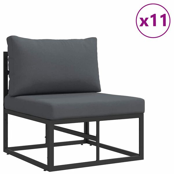 vidaXL Ensemble de canap&eacute; de jardin avec coussin 13 pcs Noir Aluminium