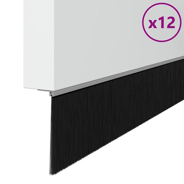 vidaXL Brosses d'&eacute;tanch&eacute;it&eacute; pour porte &agrave; visser 12 pcs Argent 100 cm