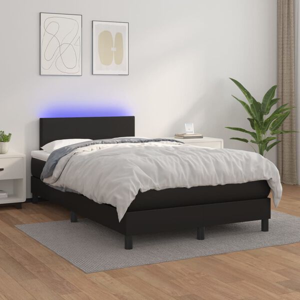 vidaXL Sommier &agrave; lattes de lit avec matelas et LED Noir 120x200cm