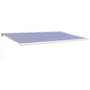 vidaXL Auvent r&eacute;tractable bleu et blanc 5x3 m tissu et aluminium