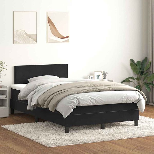vidaXL Sommier &agrave; lattes de lit avec matelas noir 120x210 cm velours
