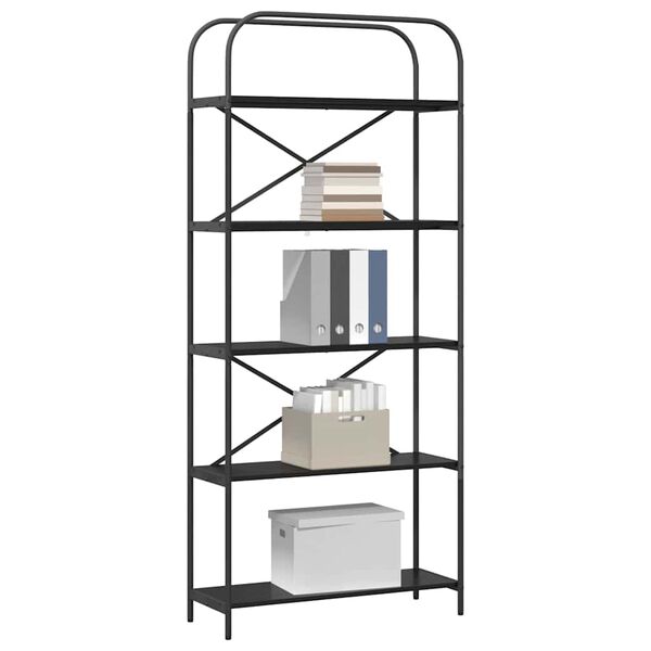 vidaXL &Eacute;tag&egrave;re Ch&ecirc;ne noir 80 x 30 x 183 cm Bois d'ing&eacute;nierie