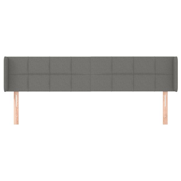 vidaXL T&ecirc;te de lit avec oreilles Gris fonc&eacute; 163x16x78/88 cm Tissu