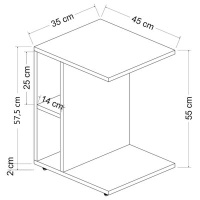 Homemania Table basse Ceylin 45x35x57,5 cm Blanc