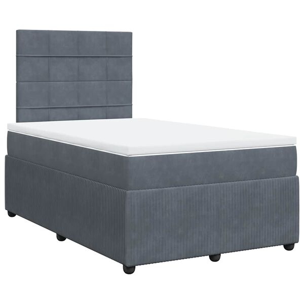 vidaXL Sommier &agrave; lattes de lit et matelas gris fonc&eacute; 120x190cm velours