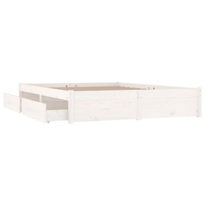 vidaXL Cadre de lit avec tiroirs Blanc 160x200 cm