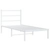 vidaXL Cadre de lit m&eacute;tal sans matelas avec t&ecirc;te de lit blanc 90x200cm