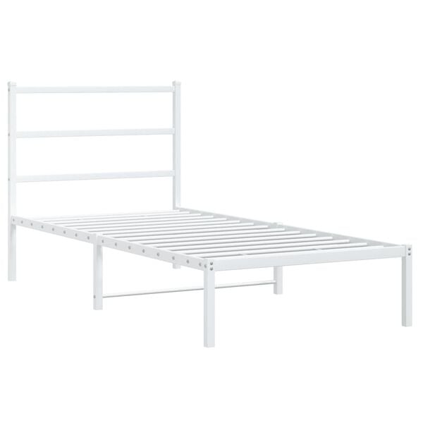 vidaXL Cadre de lit m&eacute;tal sans matelas avec t&ecirc;te de lit blanc 90x200cm
