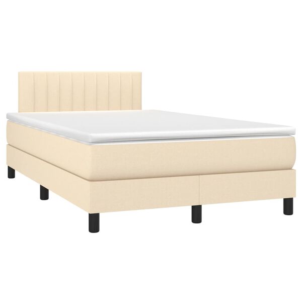 vidaXL Sommier &agrave; lattes de lit avec matelas LED Cr&egrave;me 120x200 cm Tissu