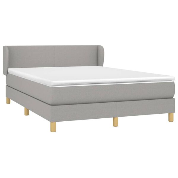 vidaXL Sommier &agrave; lattes de lit avec matelas Gris clair 140x190cm Tissu