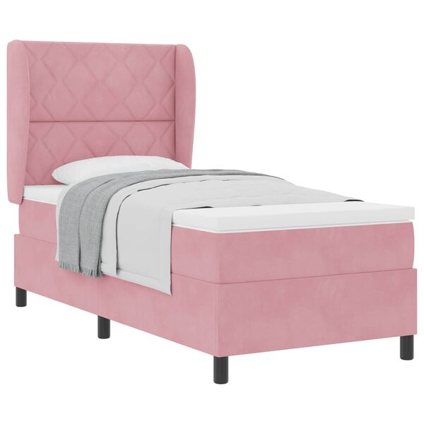 vidaXL Lit &agrave; ressorts avec matelas Rose 200 x 100 cm Polyester