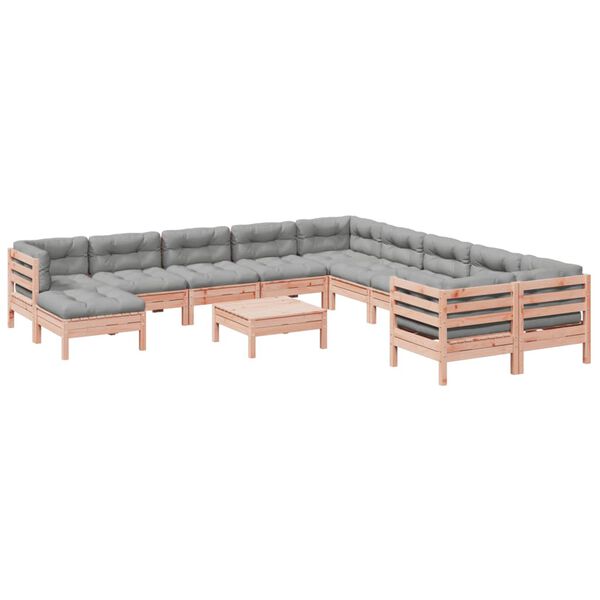 vidaXL Salon de jardin avec coussins 12 pcs bois massif sapin douglas
