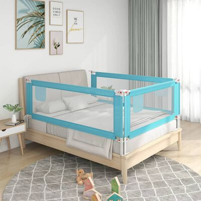 vidaXL Barrière de sécurité de lit d'enfant Bleu 160x25 cm Tissu