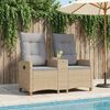 vidaXL Banc inclinable avec table Beige et Gris clair polyrotin
