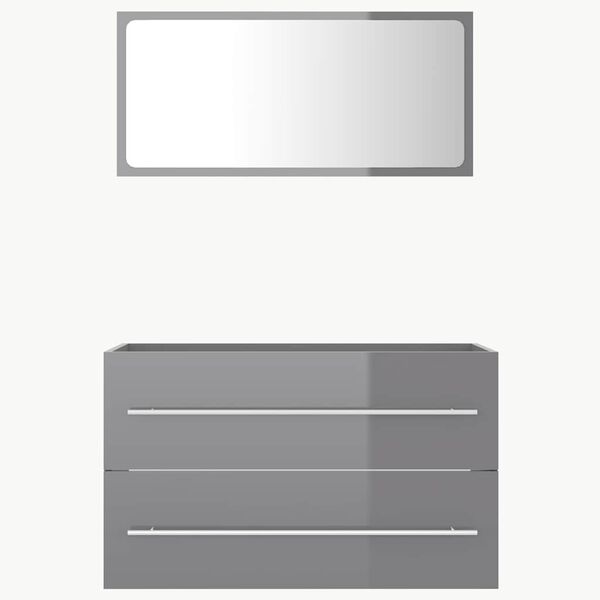 vidaXL Ensemble de meubles de bain 2 pcs Gris brillant Agglom&eacute;r&eacute;