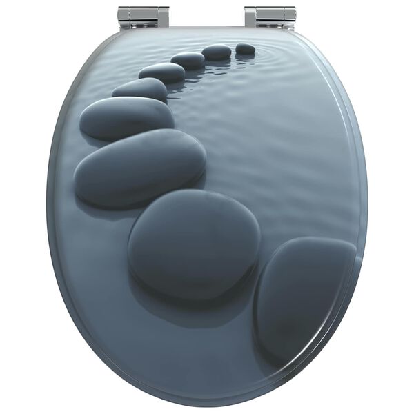 vidaXL Si&egrave;ge de toilette &agrave; fermeture douce Gris 44 x 38 cm Panneau MDF