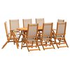 vidaXL Ensemble &agrave; manger de jardin 9pcs bois d'acacia solide textil&egrave;ne