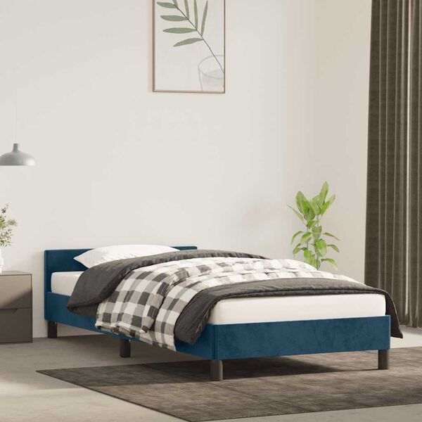 vidaXL Cadre de lit sans matelas bleu fonc&eacute; 80x200 cm velours