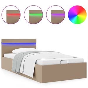 vidaXL Cadre de lit &agrave; rangement et LED Cappuccino Similicuir 100x200cm