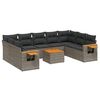 vidaXL Salon de jardin avec coussins 10 pcs gris r&eacute;sine tress&eacute;e