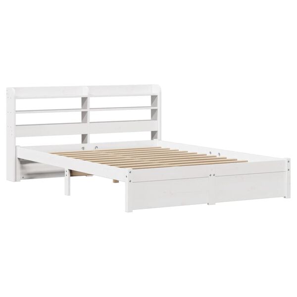 vidaXL Cadre de lit et t&ecirc;te de lit sans matelas blanc 135x190 cm