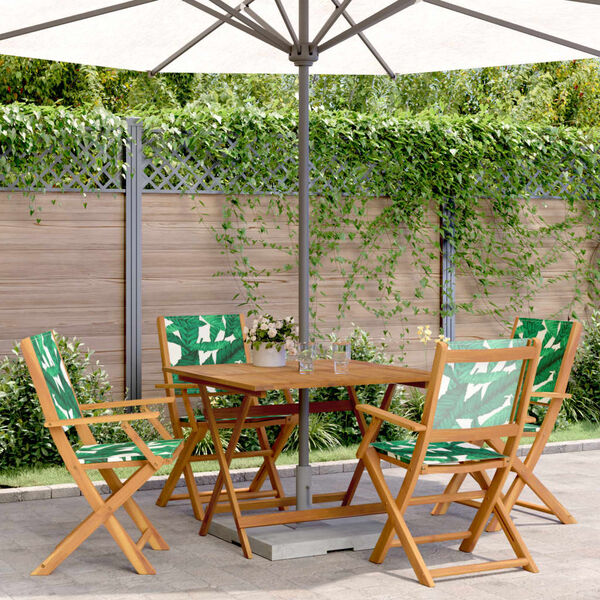 vidaXL Ensemble &agrave; manger de jardin 5 pcs motif de feuilles tissu bois