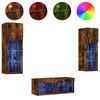 vidaXL Meuble TV muraux 4 pcs avec lumi&egrave;res LED ch&ecirc;ne fum&eacute;