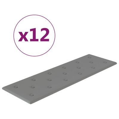 vidaXL Panneaux muraux 12 pcs Gris 90x30 cm Similicuir 3,24 m²