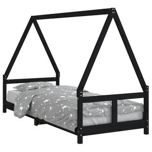 vidaXL Cadre de lit pour enfants noir 80x200 cm bois de pin massif