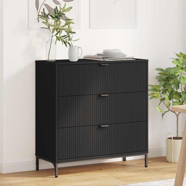 vidaXL Buffet avec tiroir Noir 79,5 x 33 x 82 cm Bois d'ing&eacute;nierie