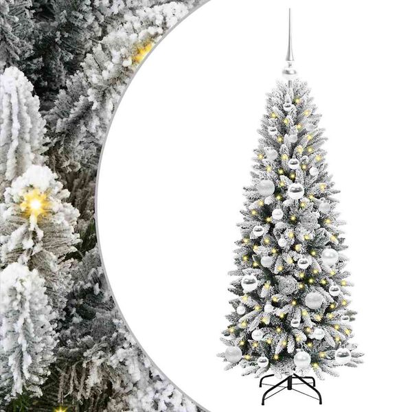 vidaXL Sapin de No&euml;l artificiel avec 150 LED avec support Blanc 120 cm