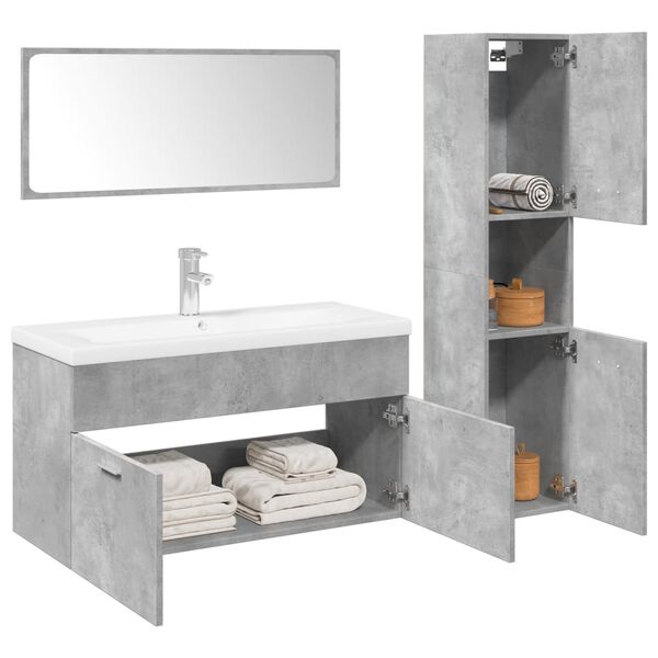 vidaXL Ensemble de meubles de salle de bain 4 pcs gris b&eacute;ton