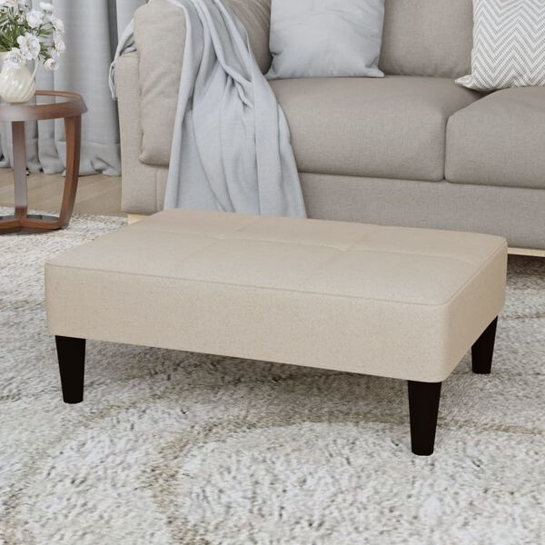 vidaXL Tabouret Cr&egrave;me Tissu en microfibre